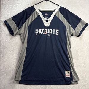New England Patriots Football Shirt Womens 2XL Blue Short Sleeves Jersey NFL Tee